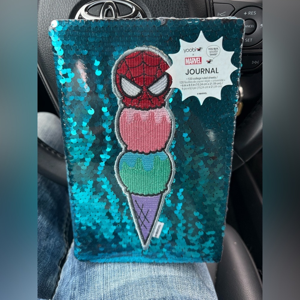 New Yoobi x Marvel Kawaii Spider-Man Sequin Journal | Ice Cream Design | 8.5 x 6